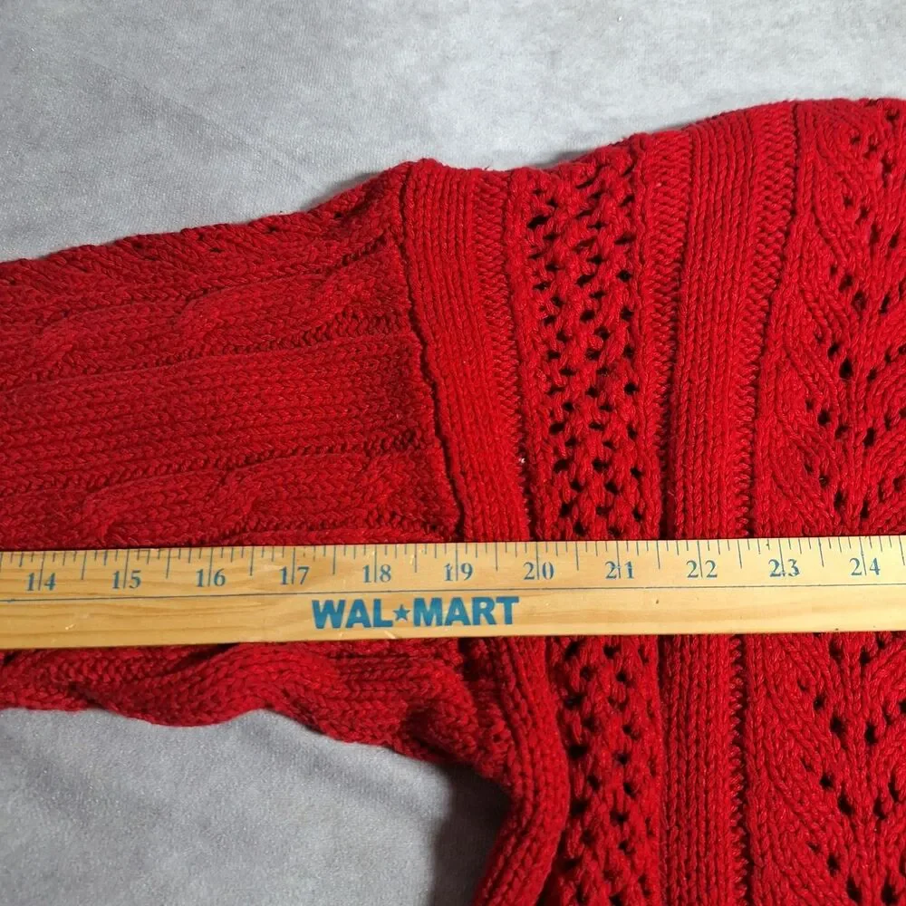 Vintage Cabin Creek Red Size Large Knit Cardigan 90s Cabincore Shoulder Pads
